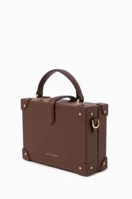 Buy KARL LAGERFELD Brown Small K/Autograph Padlock Trunk Bag in
