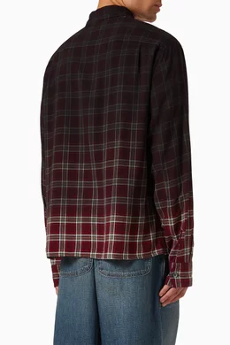 Buy Maison Margiela Blue Gradient Check Shirt in Viscose-rayon for