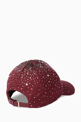 Buy Gucci Burgundy Crystal-embellished Baseball Cap in GG  display picture 1