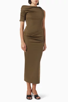 Buy Jacquemus Green La Robe Drapeado Dress in Jersey for Women Online |  Ounass Kuwait