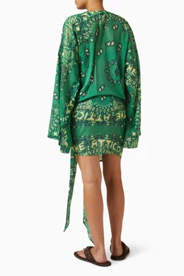 Buy The Attico Green Printed Wrap Dress in Cotton for Women Online | Ounass  Kuwait