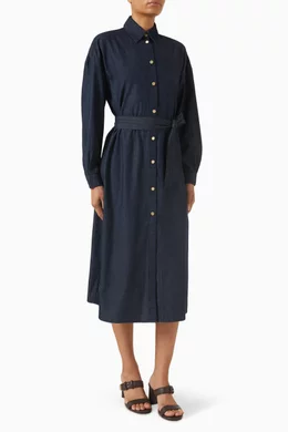 Buy Armani Exchange Blue Button-up Midi Dress in Denim for Women Online |  Ounass Kuwait