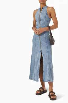 Buy Armani Exchange Blue Zip Maxi Dress in Denim for Women Online | Ounass  Kuwait