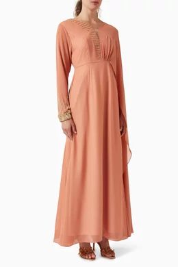 peach asymmetrical maxi dress Flirtini One Shoulder Maxi Dress main image 0