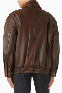 Buy Dunst Brown Unisex Oversized Blouson Jacket in Vintage Leather