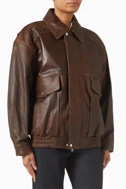 Buy Dunst Brown Unisex Oversized Blouson Jacket in Vintage Leather
