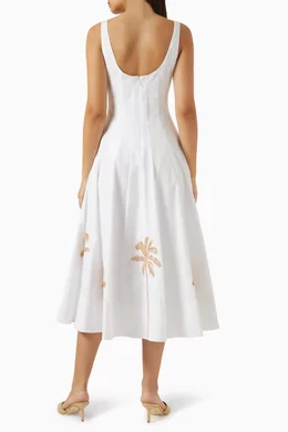 white embroidered dress long STAUD, Lexa Dress in Happy Sack, Size XS main image 0