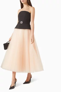 Buy Mac Duggal Pink Tulle-skirt Dress in Crepe for Women Online | Ounass  Kuwait