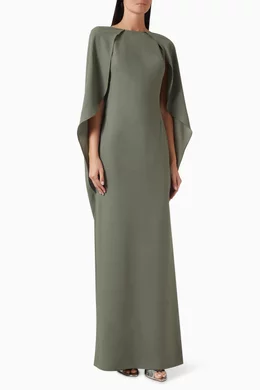 Buy Gemy Maalouf Green High-neckline Cape-style Maxi Dress for Women Online  | Ounass Kuwait