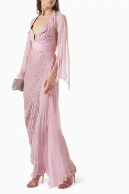 Buy Maria Lucia Hohan Pink Milagros Sash Dress in Silk Mousseline for Women  Online | Ounass Kuwait