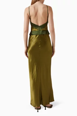 Buy Reformation Green Jillian Maxi Dress in Silk for Women Online | Ounass  Kuwait