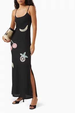 green emerald velvet dress Arabella Embroidered Tulle Maxi Dress main image 1