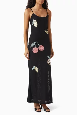 Buy Leslie Amon Black Fruit Punch Embroidered Maxi Dress for Women Online |  Ounass Kuwait