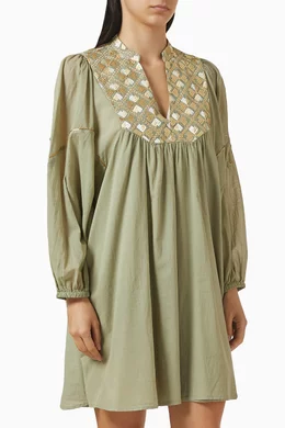kori embroidered dress Greek Archaic Kori | Strappy Embroidered Maxi Dress – main image 0