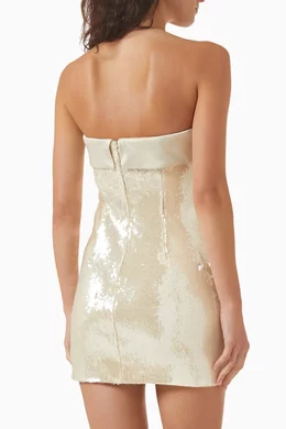 Buy Club L London Gold Casandra Sequin Bandeau Mini Dress for Women Online  | Ounass Kuwait