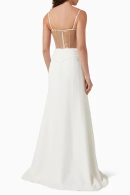 Buy David Koma White 3D Floral Corset Gown for Women Online | Ounass Kuwait