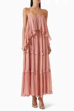 Buy Zimmermann Pink Luna Frilled Slip Maxi Dress for Women Online 