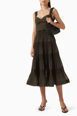 Buy Zimmermann Green Pleated Draped Midi Dress for Women Online | Ounass  Kuwait