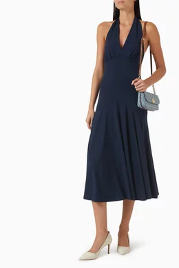 Buy Michael Kors Blue Halter Midi Dress in Jersey for Women Online | Ounass  Kuwait