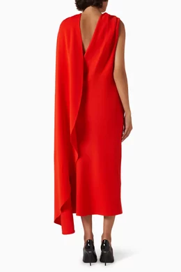 Buy Balenciaga Red Draped Maxi Dress in Silk & Wool-crepe for Women Online 