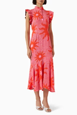 strapless open back dress Never Fully Dressed Azura Dress - Pink and Red main image 0