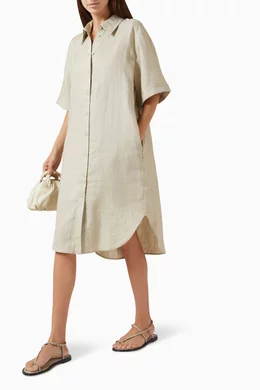 Buy COS Neutral Shirt Dress in Linen for Women Online | Ounass Kuwait