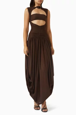 Buy Maygel Coronel Brown Atrio Ruched Dress for Women Online | Ounass Kuwait