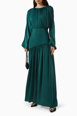pink and green midi dress Martini Habotai Silk Dress in Blue main image 0