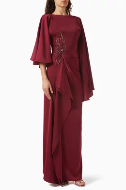 Buy Elly Red Bordeaux Dress in Mulberry Silk for Women Online | Ounass  Kuwait