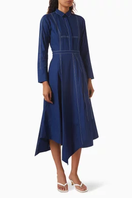 Buy Notebook Blue Roma Shirt Dress in Cotton-poplin for Women Online |  Ounass Kuwait