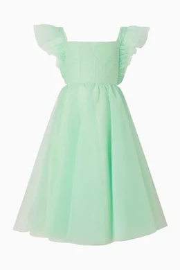 Buy Mac Duggal Green Ruffle Dress in Tulle for Girls Online | Ounass Kuwait