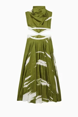 Buy Balenciaga Green Brush Scratch Cut-out Dress in Silk for Women Online |  Ounass Kuwait
