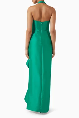 black dress halter neck Caden Halter Neck Maxi Dress
