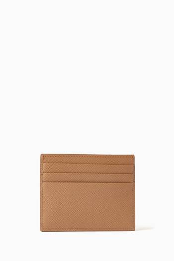 hover state of Triangle Logo Card Holder in Saffiano Leather