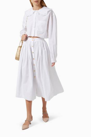 hover state of Buttoned Midi Skirt in Cotton Poplin   