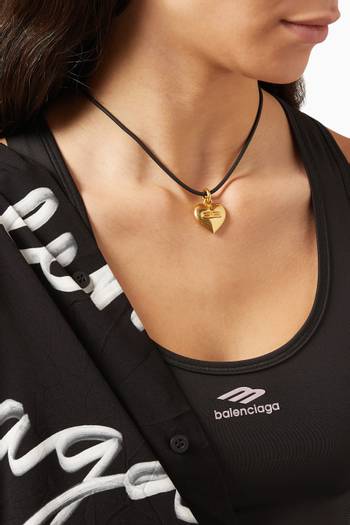 hover state of BB Icon Heart Necklace in Brass & Rubber