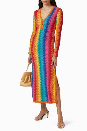 hover state of Solei Midi Dress in Chevron-knit