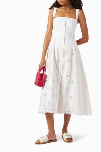 hover state of Broderie Anglaise Midi Dress in Organic Cotton