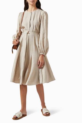 hover state of Belted Midi Dress in Linen