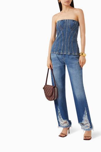 hover state of Vintage Wash Bustier Top in Organic Denim