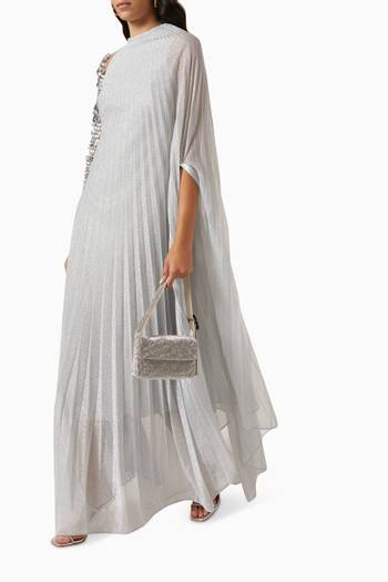hover state of Aisha Pleated Cape Maxi Dress in Lurex-blend