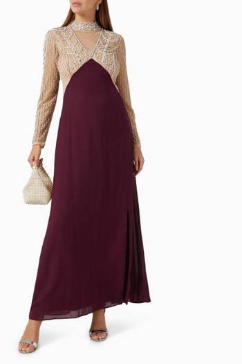 hover state of Embellished Maxi Gown in Crepe
