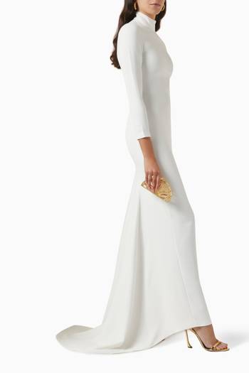 hover state of Vivienne High-neck Maxi Dress in Crepe