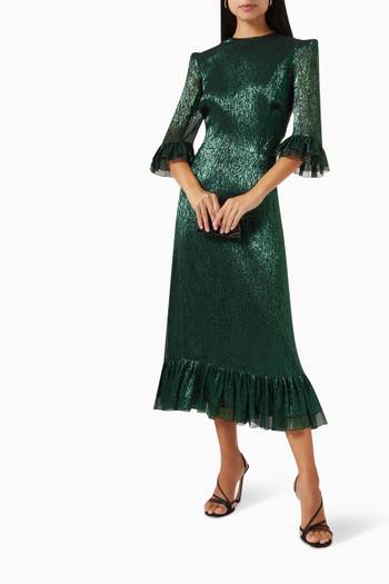 hover state of The Falconetti Midi Dress in Silk-lamé
