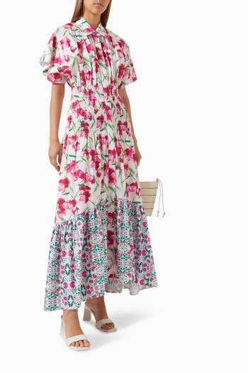 hover state of Carolina Maxi Shirt Dress in Floral-print Cotton