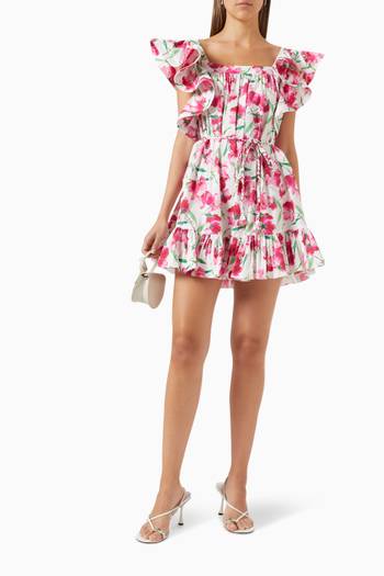 hover state of Selma Mini Dress in Floral-print Cotton