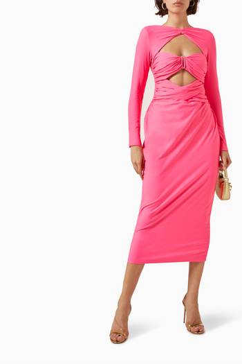 hover state of Cut-out Ruched Midi Dress in Jersey