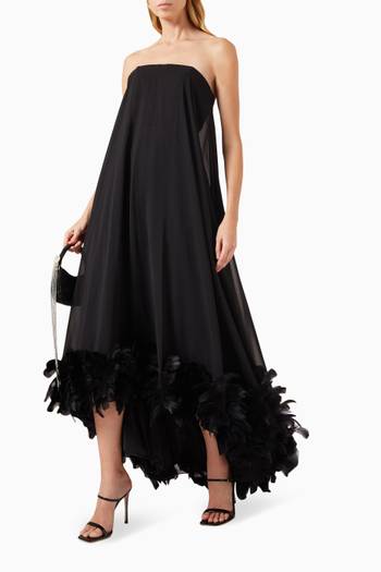 hover state of Strapless Feather Gown