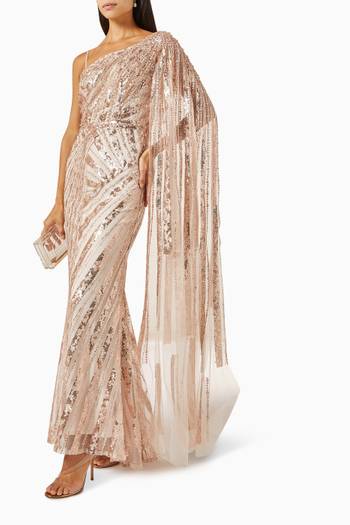 hover state of One-shoulder Cape Gown