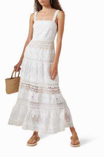 hover state of Alora Embroidered Maxi Dress in Linen